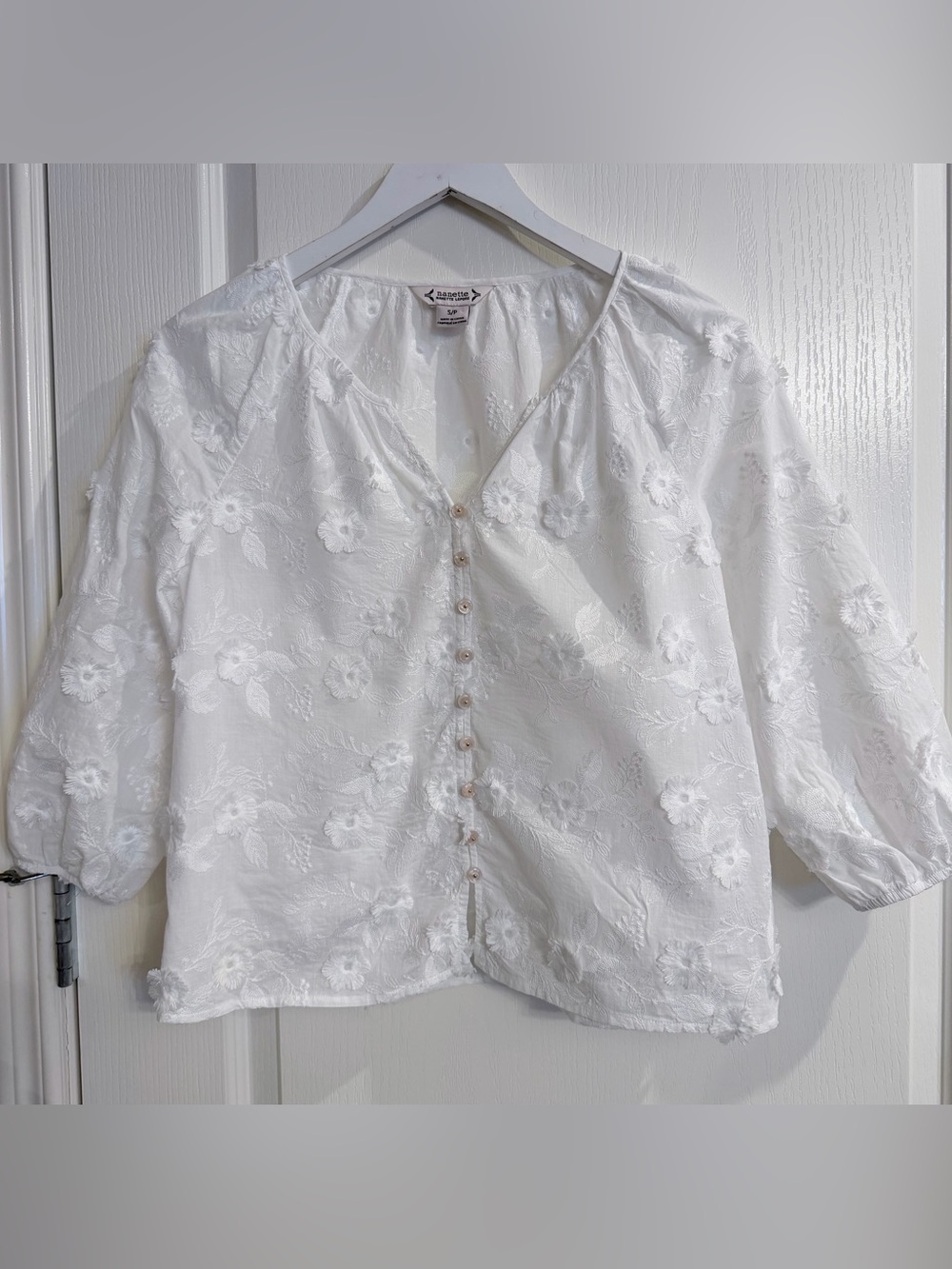 Nanette Lepore 3D Floral Cotton Blouse